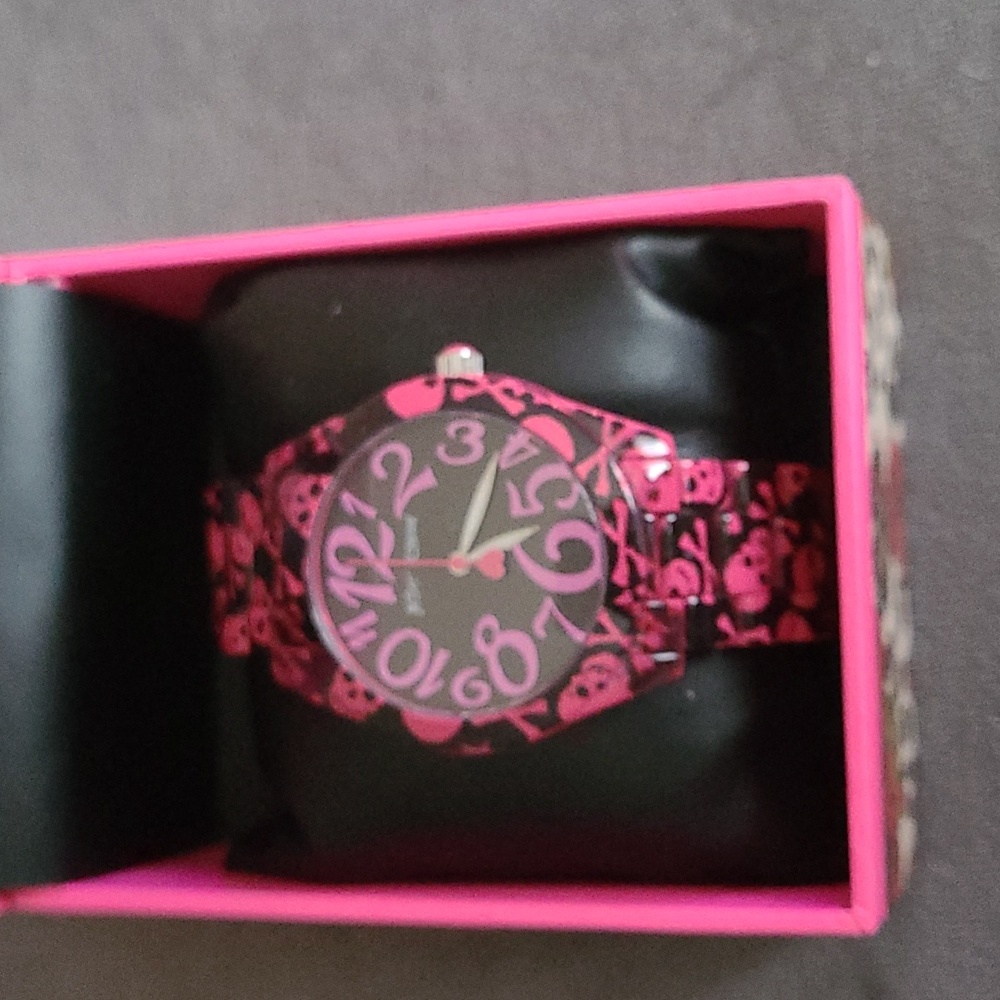 Betsey Johnson Watch Pink and Black with Orginal Box